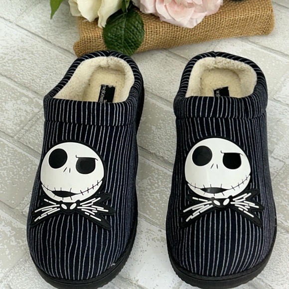 Disney Shoes - Disney Black and White Striped Jack Skellington Slippers